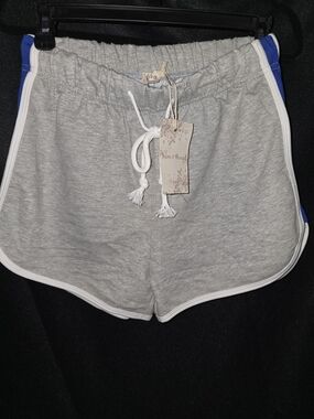 Hem & Thread Gray Athletic Shorts with Blue Side Panels